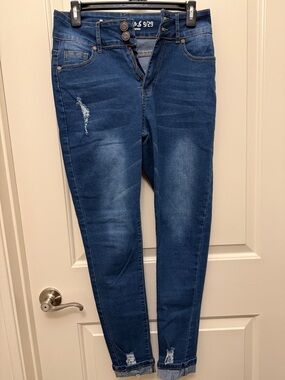 Pastel High-Rise Dark Blue Women’s Jeans - Distressed Skinny